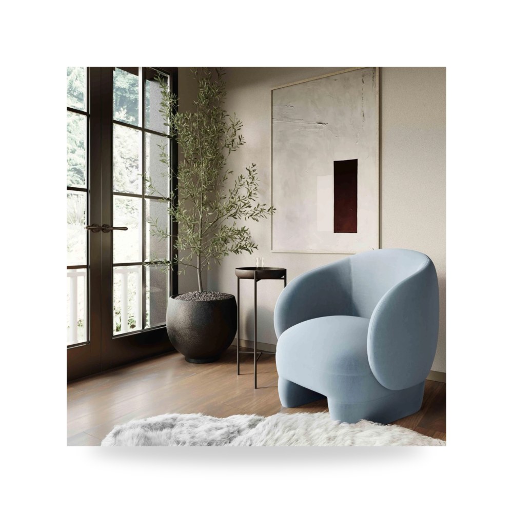 كرسي جلوس بتصميم أنيق - كرسي قطيفة أزرق Kiki Stone TOV - من TOV Furniture