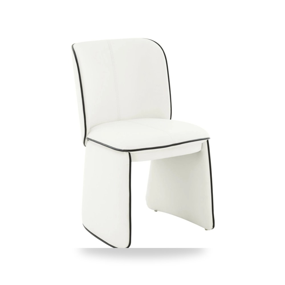 كرسي طعام فاخر - كرسي طعام جلد كريمي Kinsley Performance Vegan - من TOV Furniture