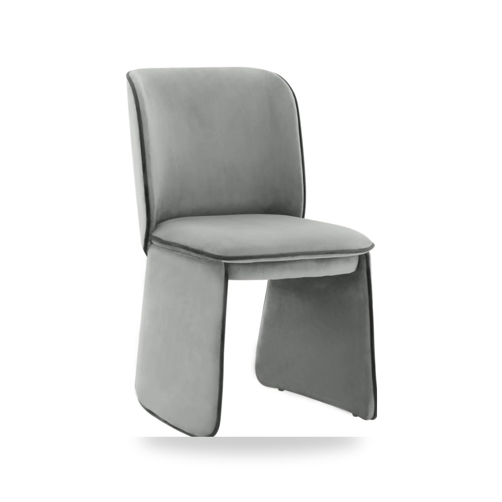 كرسي طعام فاخر - كرسي طعام قطيفة رمادي Kinsley TOV - من TOV Furniture - طراز TOV-D68424