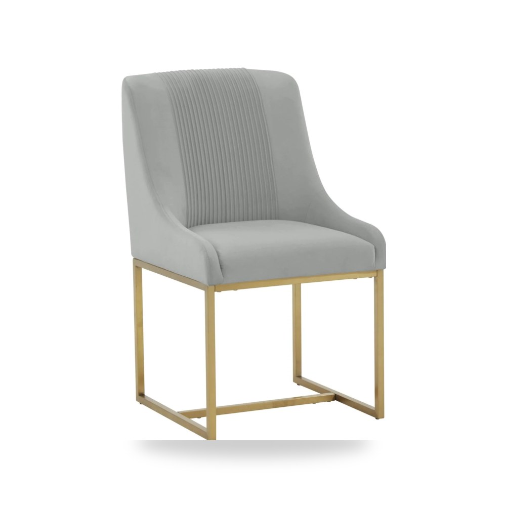 كرسي طعام فاخر - كرسي طعام قطيفة رمادي Lisa TOV - من TOV Furniture - طراز TOV-IHD68647