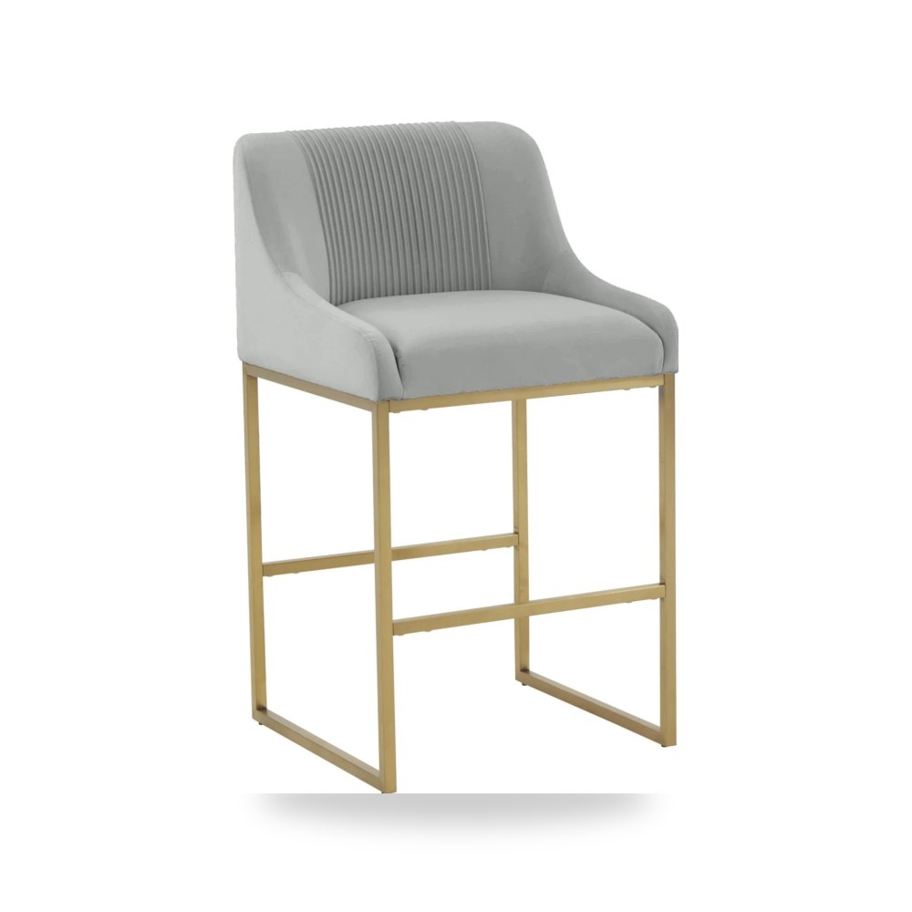 كرسي جلوس بتصميم أنيق - كرسي قطيفة رمادي Lisa Counter TOV - من TOV Furniture