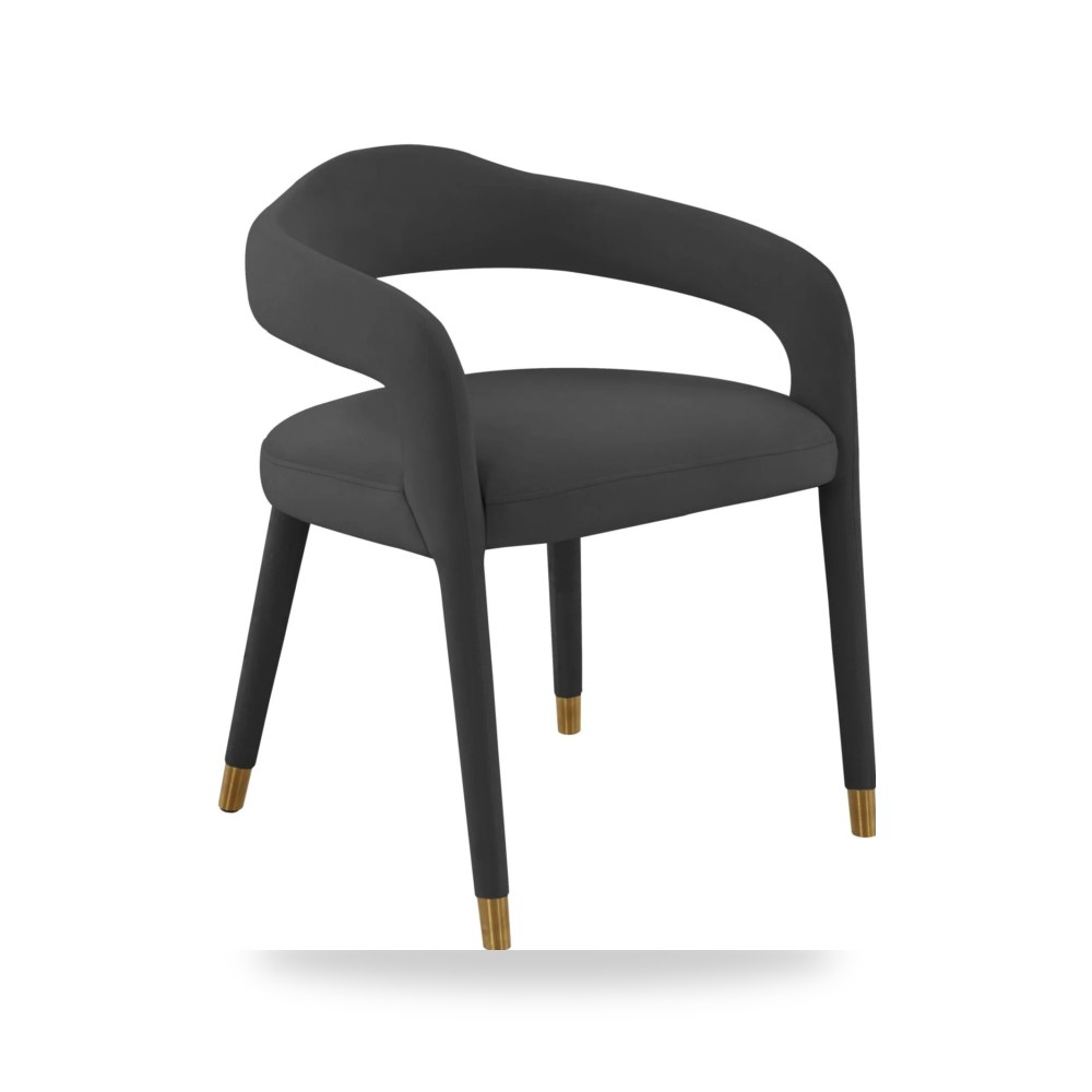 كرسي طعام فاخر - كرسي طعام قطيفة أسود Lucia TOV - من TOV Furniture - طراز TOV-D68415