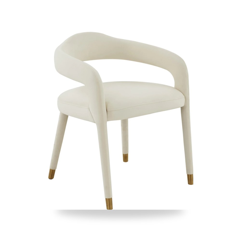 كرسي طعام فاخر - كرسي طعام قطيفة كريمي Lucia TOV - من TOV Furniture - طراز TOV-D68416