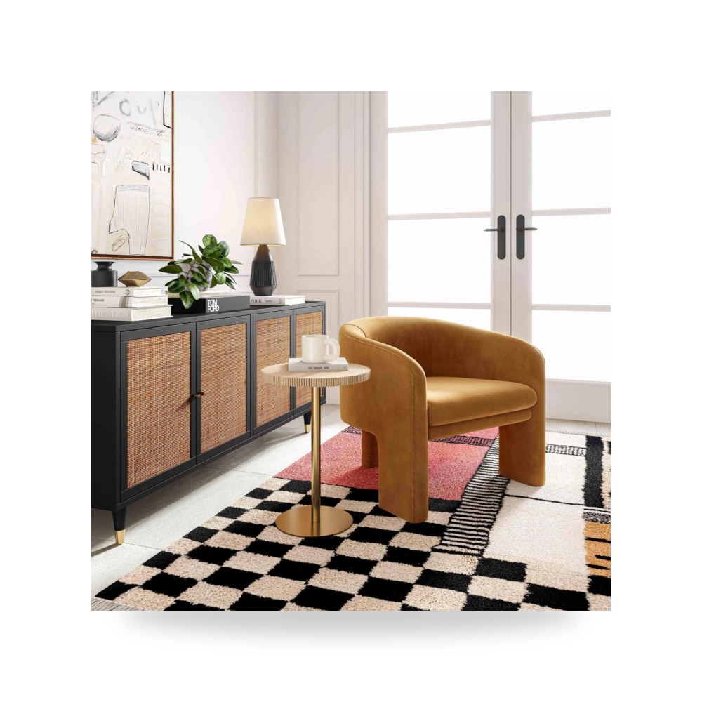 كرسي جلوس بتصميم أنيق - كرسي قطيفة Marla Cognac TOV - من TOV Furniture - طراز TOV-S44183