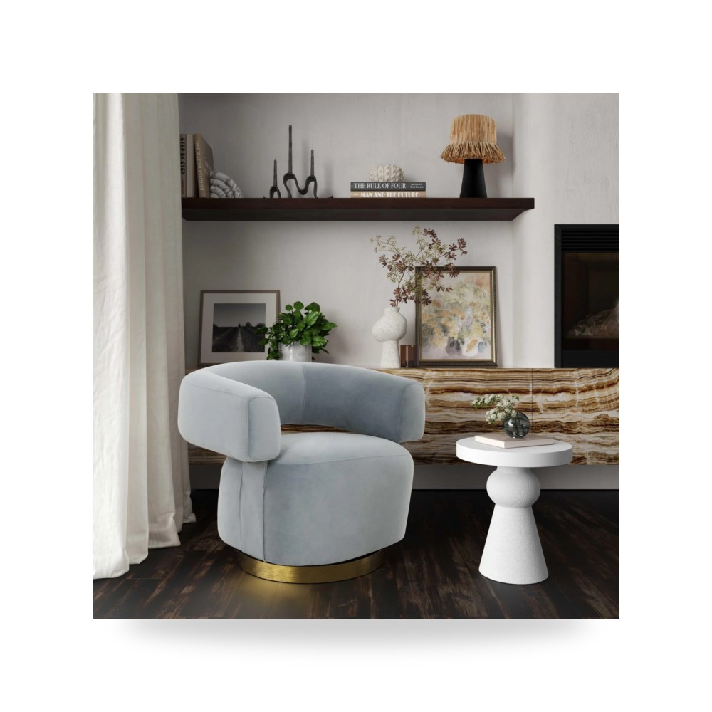 كرسي جلوس بتصميم أنيق - كرسي قطيفة رمادي River Swivel TOV - من TOV Furniture