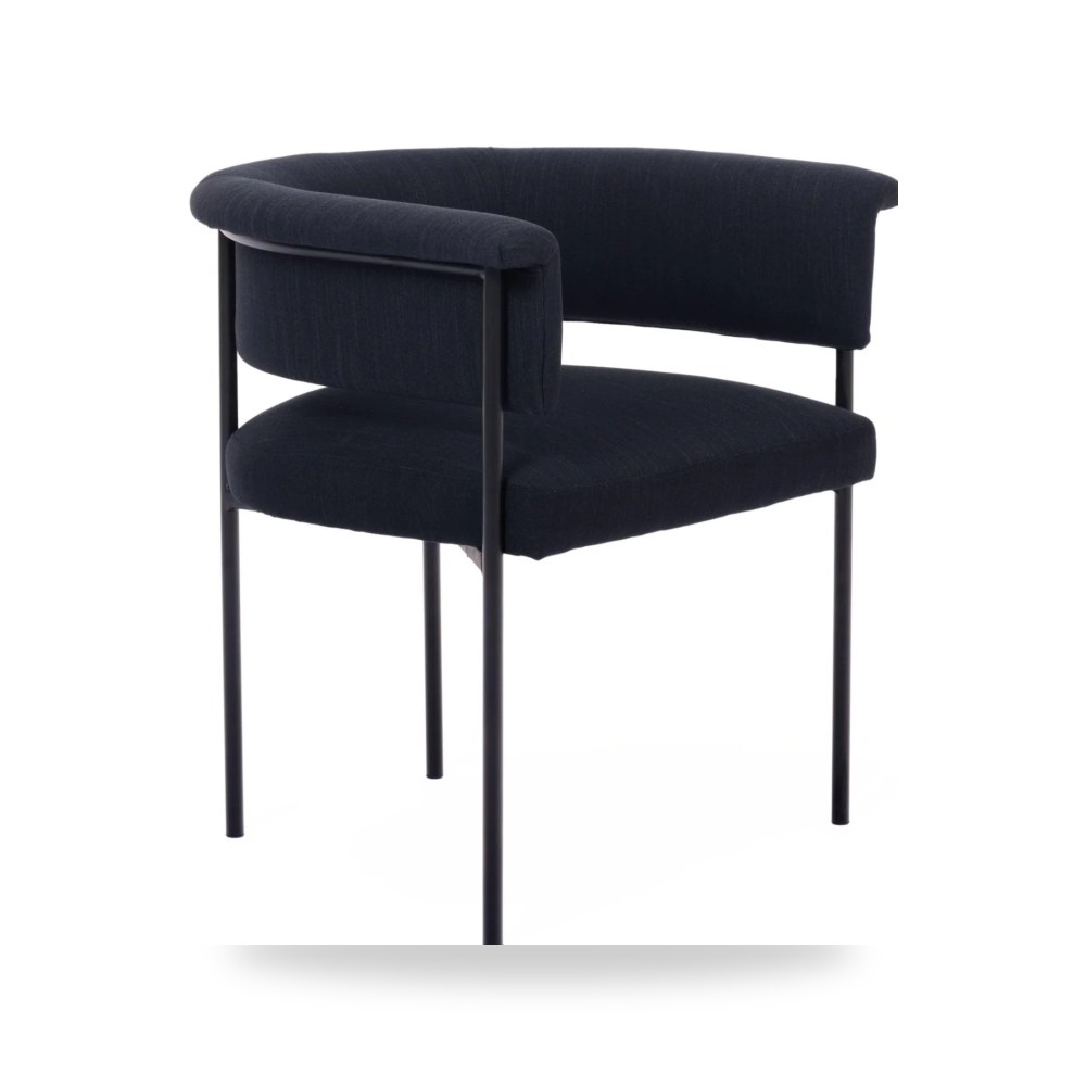كرسي طعام فاخر - كرسي طعام كتان أسود Taylor Performance TOV - من TOV Furniture