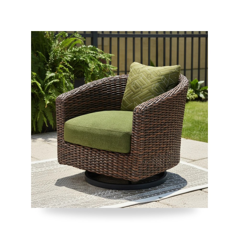 كرسي جلوس بتصميم أنيق - Horizon Hall Outdoor Swivel Lounge Chair with Cushion - من Ashley