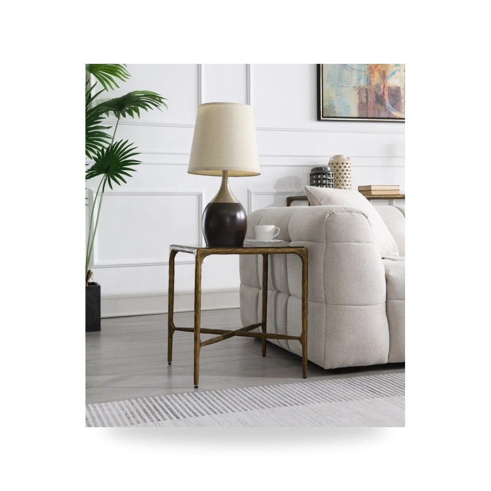 طاولة جانبية خدمة Square with Glass Top ذهبي موديل LL003-G