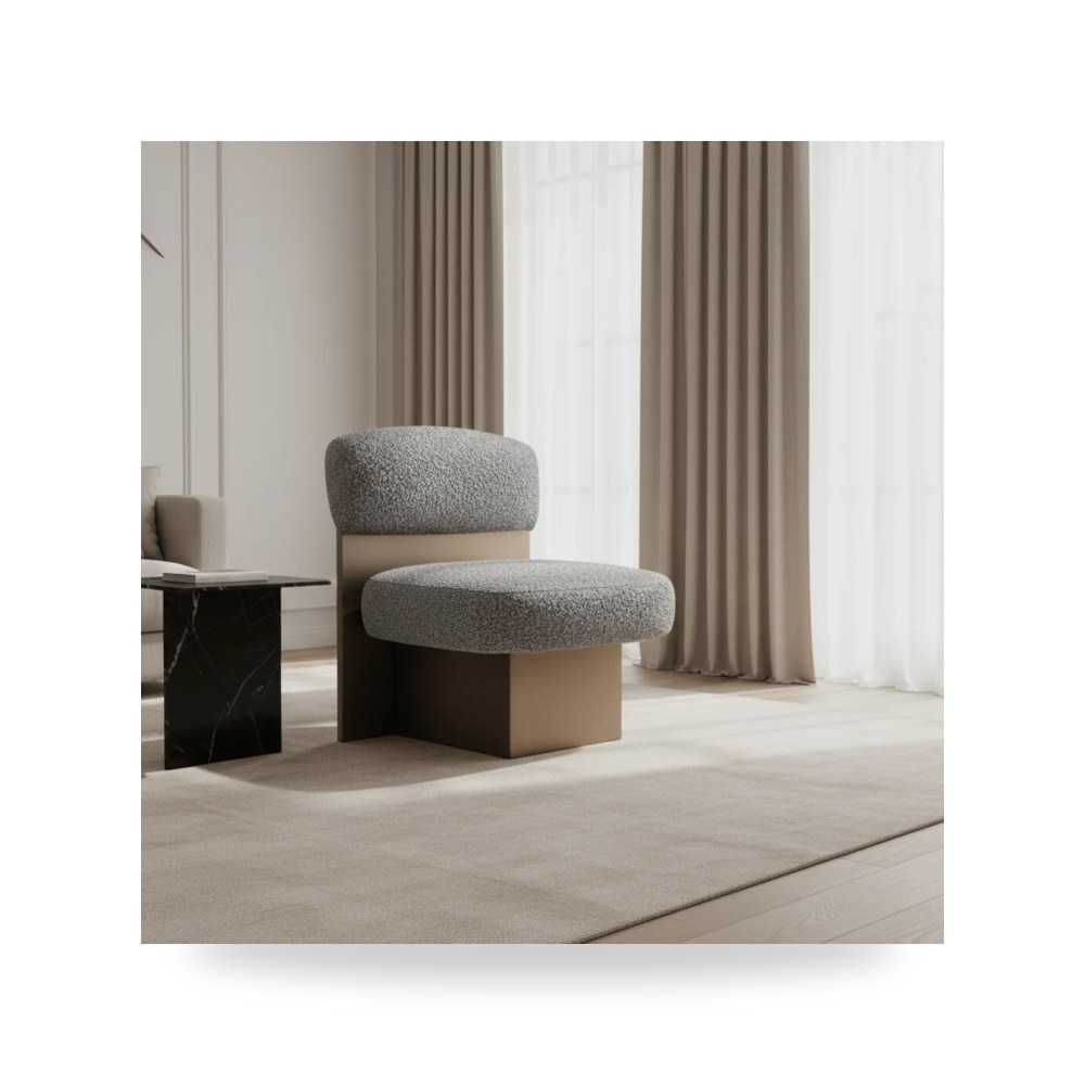 كرسي جلوس بتصميم أنيق - Leaner white chair - طراز HC06021-WHT