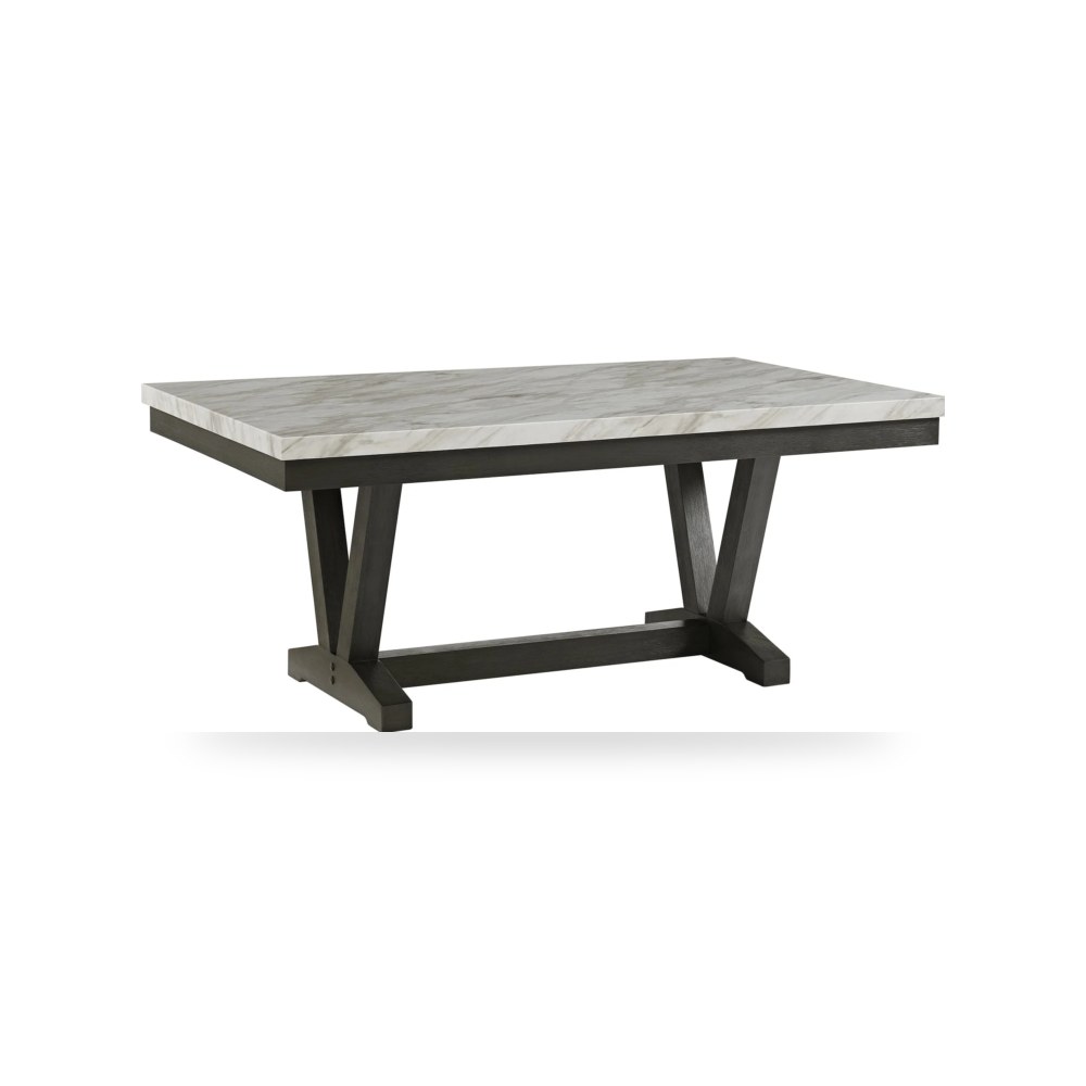 كراسي ومقاعد فاخرة - Everdeen Dining Table w - White Faux Marble Top in Charcoal