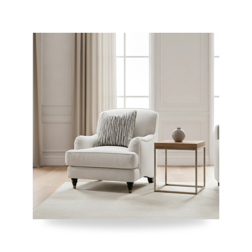كرسي بذراعين فاخر - el Amor Cream Accent Chair - طراز R0802-000821