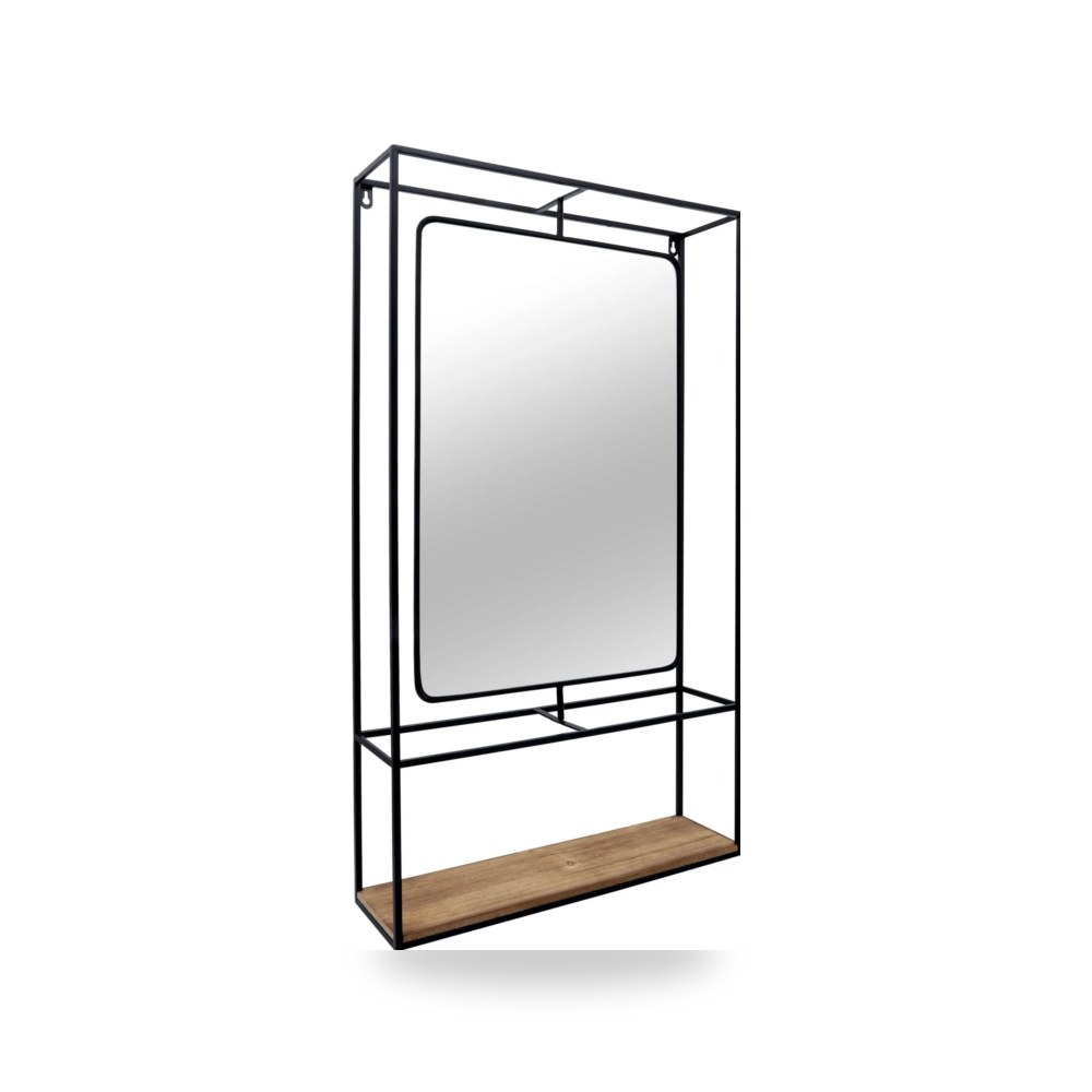 مرآة ديكور METAL - WOOD 36"H WALL SHELF WITH , - BROW أسود Sagebrook Home