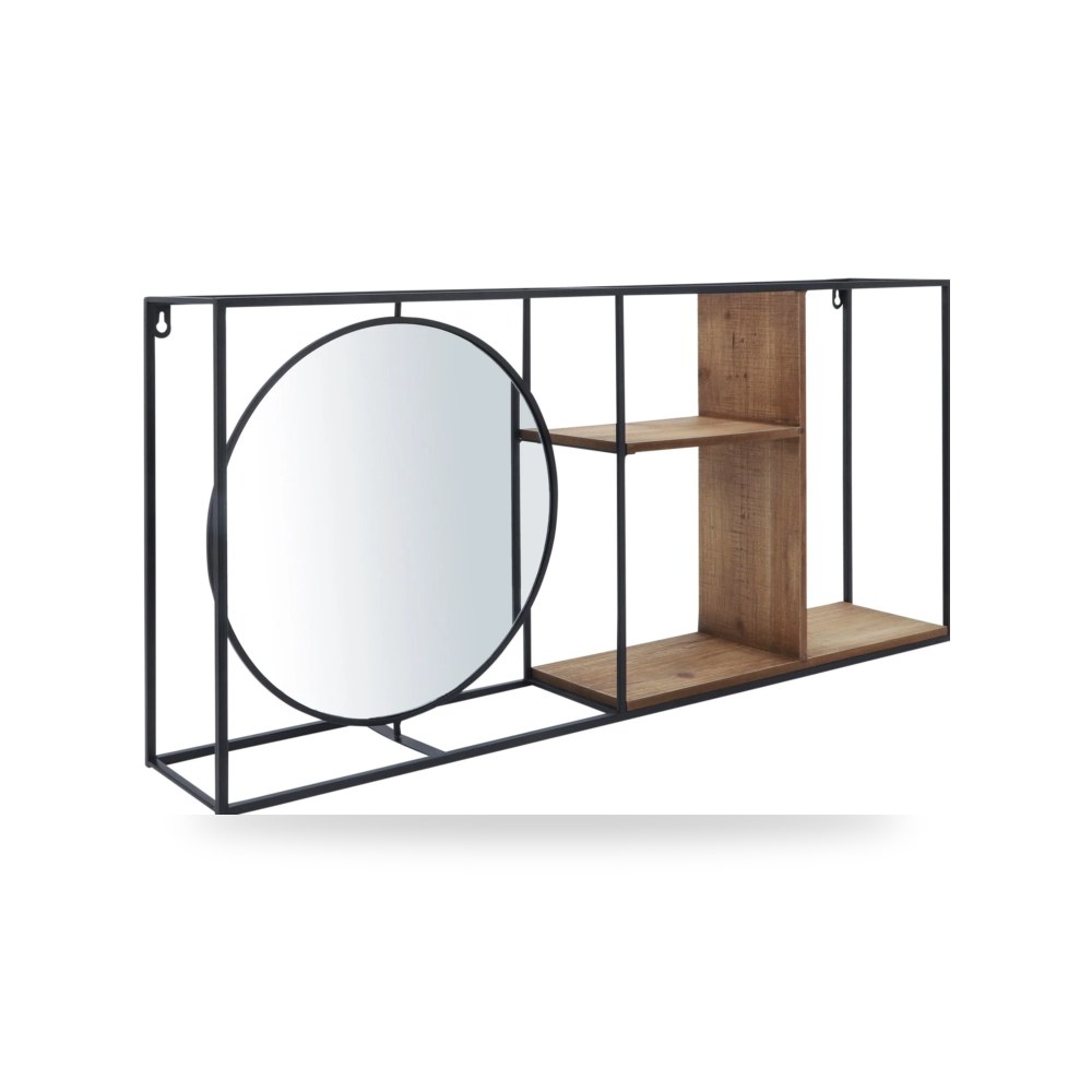 مرآة ديكور METAL - WOOD 34"L WALL SHELF WITH , - BROW أسود Sagebrook Home