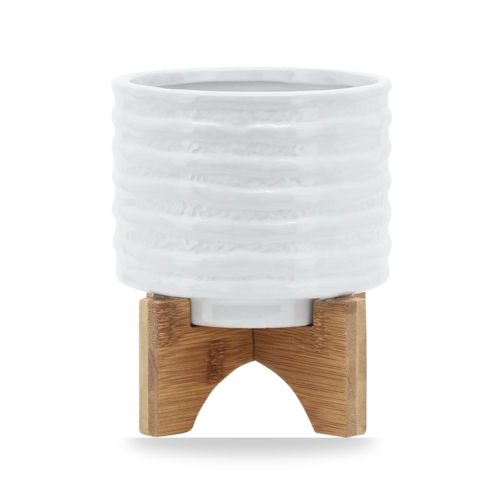 سيراميك أبيض PLANTER STRIPE سيجبروك هوم Sagebrook Home