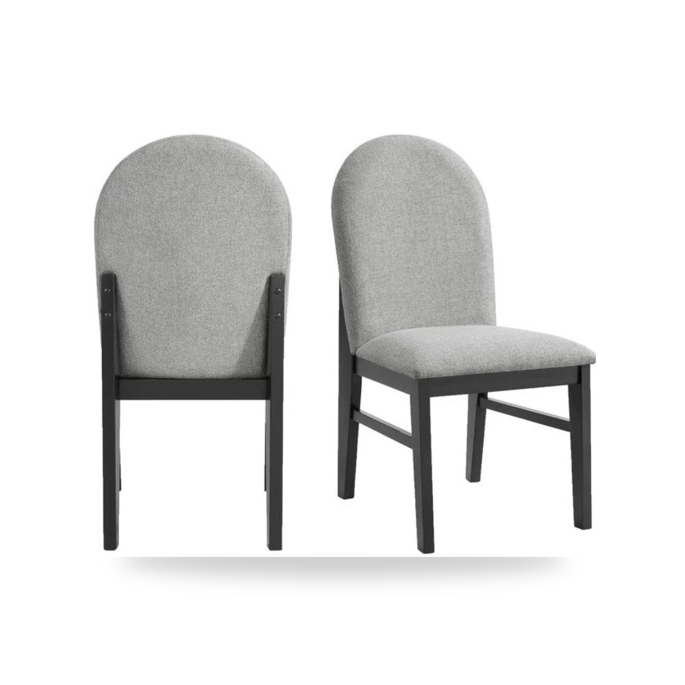 كرسي جلوس بتصميم أنيق - Edison Dining Side Chair with Light Grey Fabric in Black