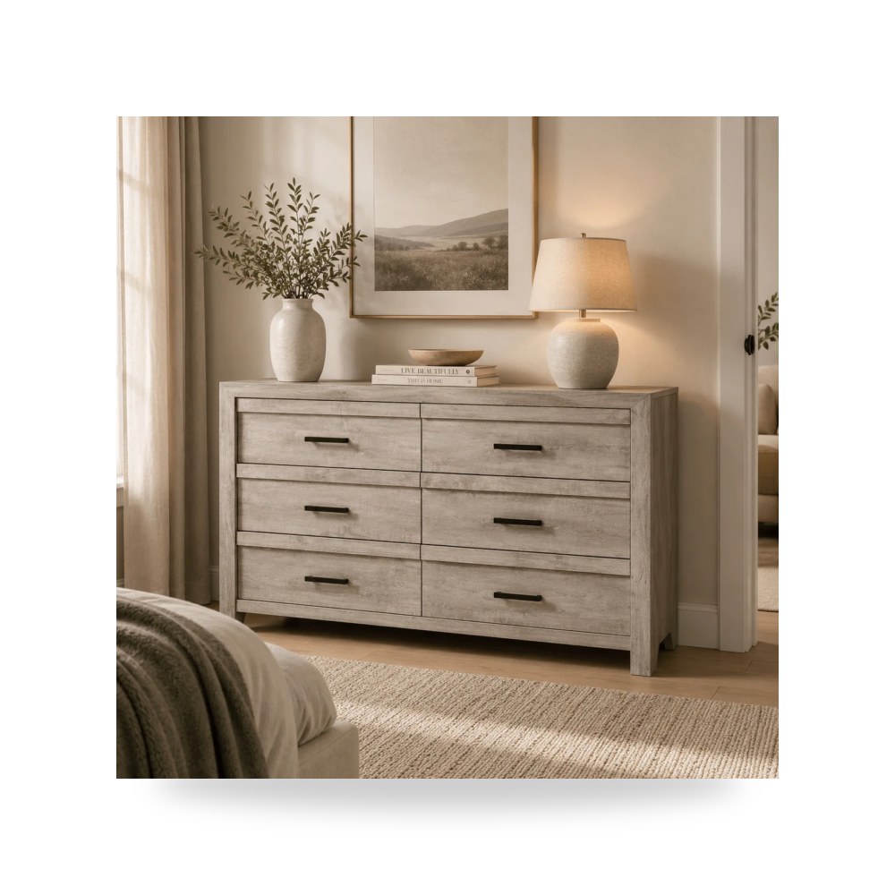 وحدة أدراج وكومودينة غرف نوم - Eleanor 6-Drawer Dresser in White
