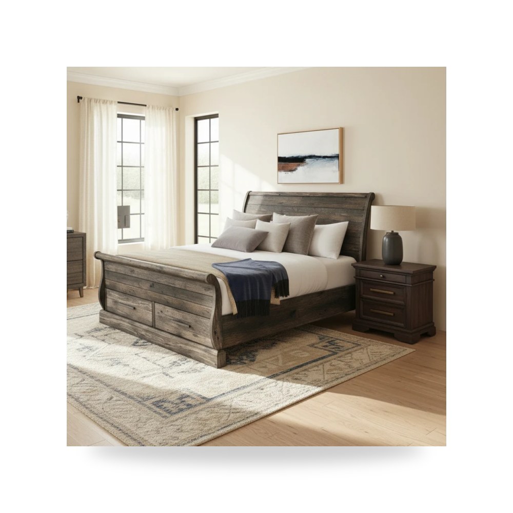 سرير نوم فاخر - Park Ridge Queen Sleigh Storage Bed in Charcoal