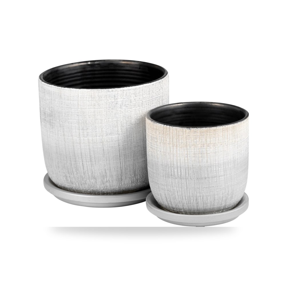 تحف وديكورات حدائق خارجية - فضي S - 2 PLANTER SAUCER معتمد - من Sagebrook Home
