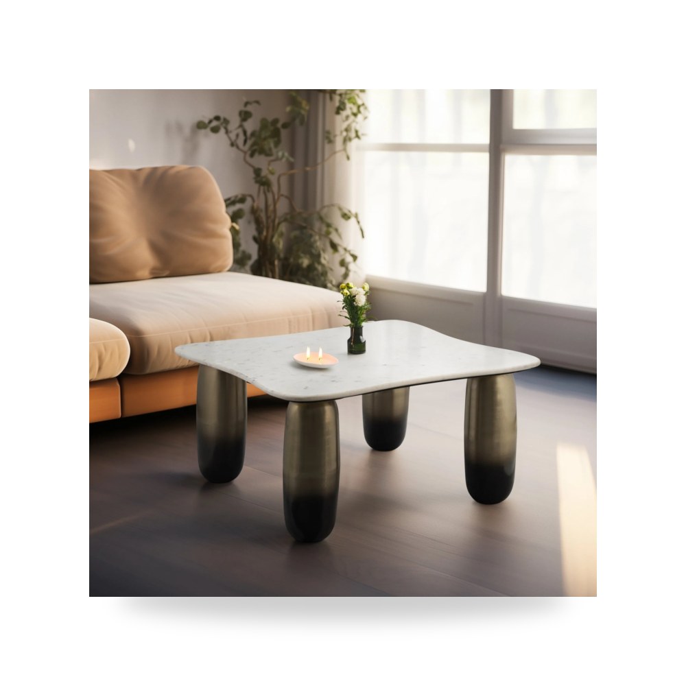 طاولة قهوة MARBLE - METAL, WHT - GLD من ساج بروك هوم Sagebrook Home