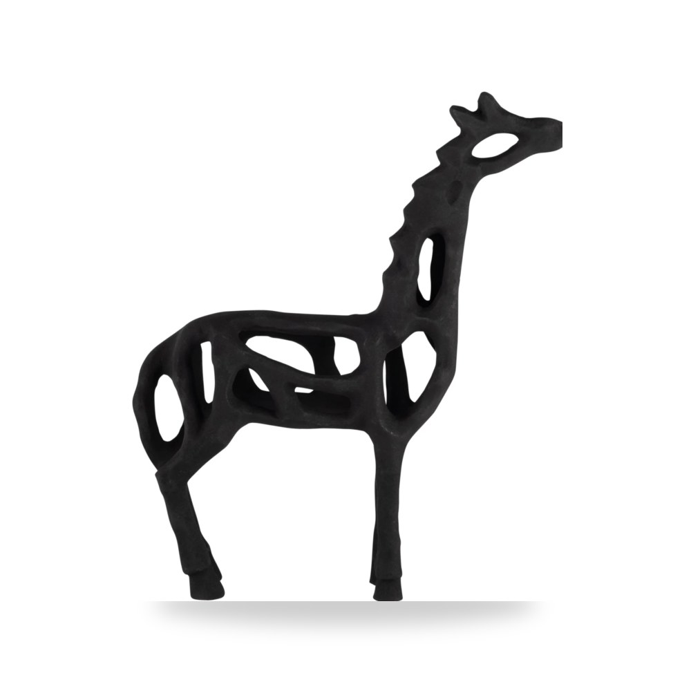 تحفة مجسم ديكور طاولة METAL,13"H,GIRAFFE ILLUSION , أسود Sagebrook Home