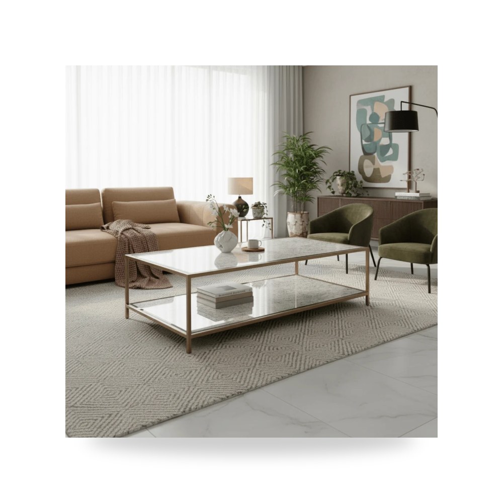 طاولة زجاج ذهبي موديل R2201-T0004-CT