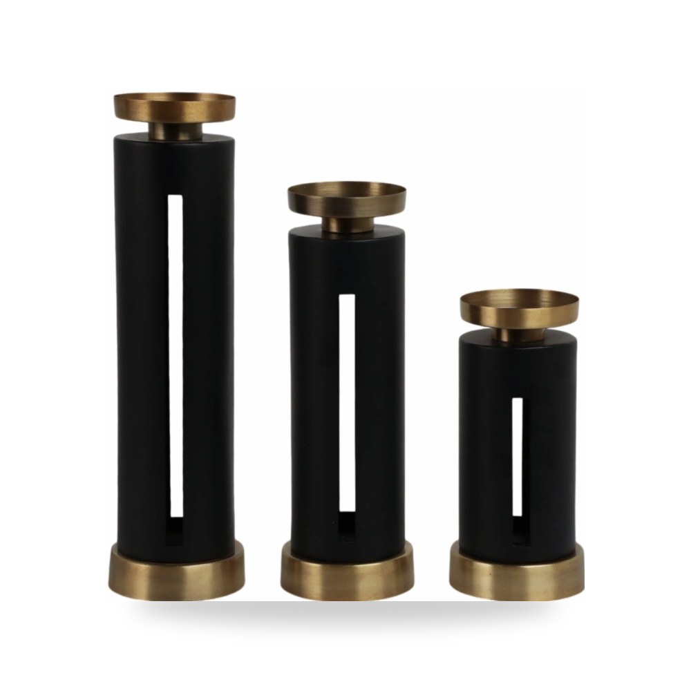 أسود S - 3 Candlesticks معتمد Sagebrook Home موديل EV21018