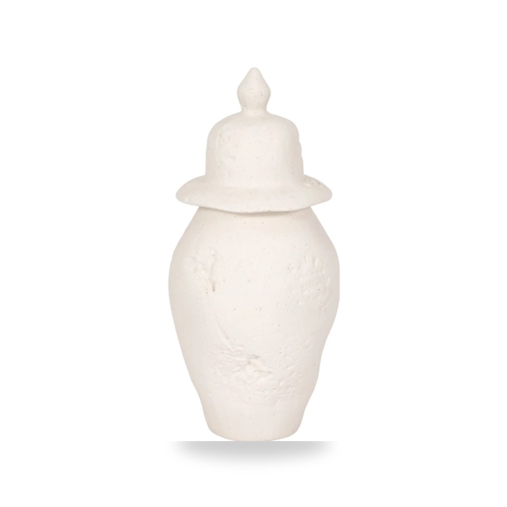 مزهرية فازة ديكور 16x8" Cast Stone Finish Temple , أبيض Sagebrook Home