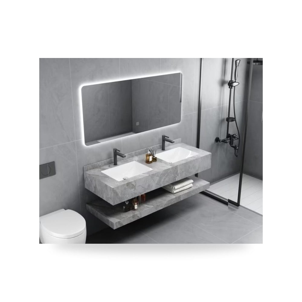 Double Wash Basin Porcelain Wall Hang 120CM