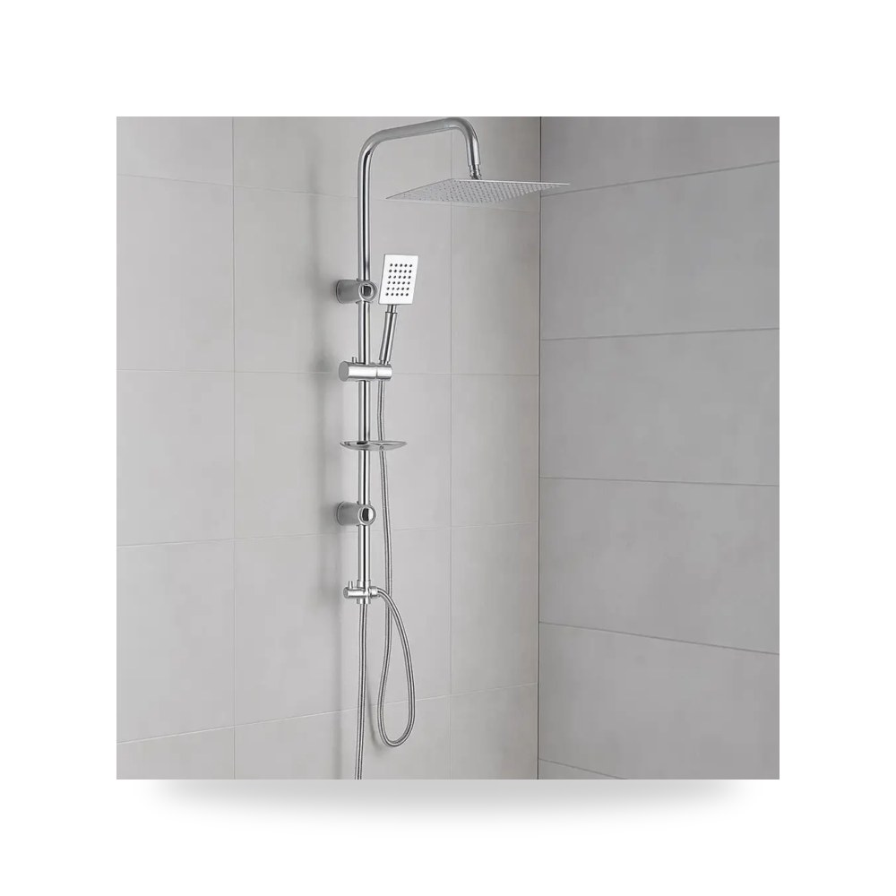 مساطر مع سماعة مربع ستانلس ستيل 304 كروم لايت موديل 8TU - S6106Q - CH3