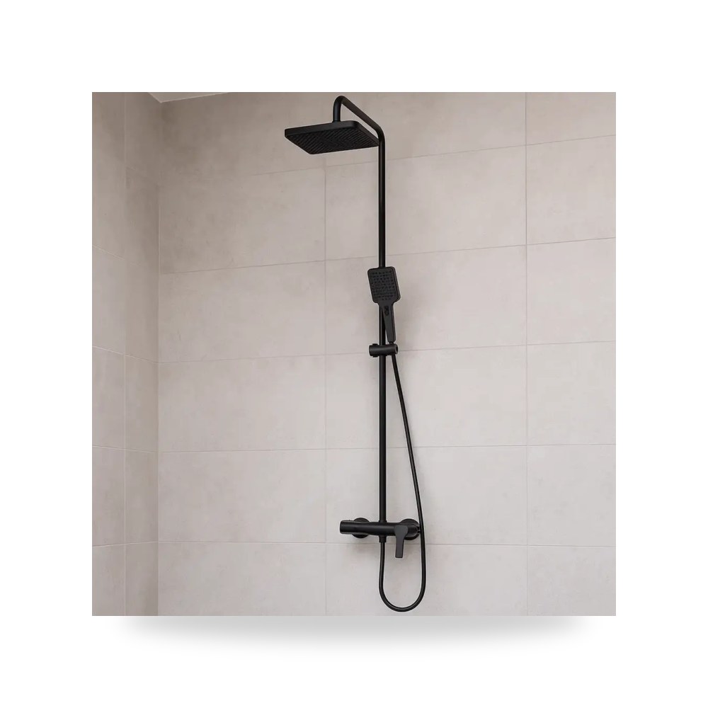 مساطر مع خلاط سماعة مربع اسود أسود موديل 8TU - S6113 - BK3