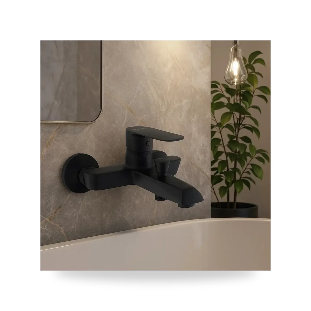 خلاط دش نحاس مع زنك مدور اسود أسود موديل 8TU - M3020C - BK3