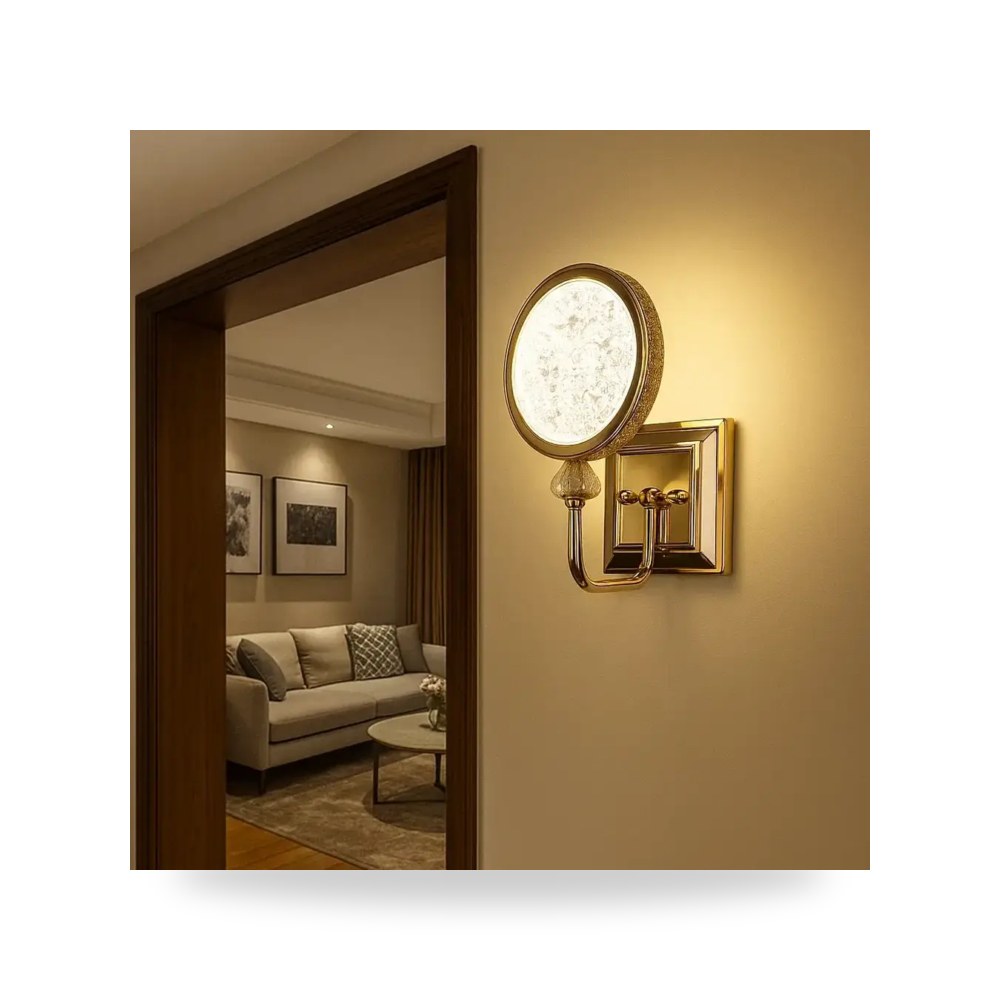 إنارة جدارية كلاسيك 3 اضاءات ذهبي موديل 8WA - C5438 - FGD+3CO3