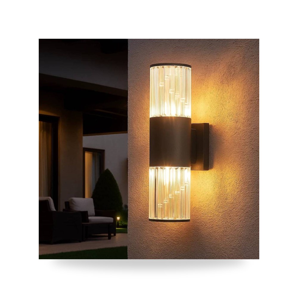 انارة جداري خارجي اضاءة اصفر شمسي 14 واط لايت موديل 89664 - 2X7W - BK+WW3