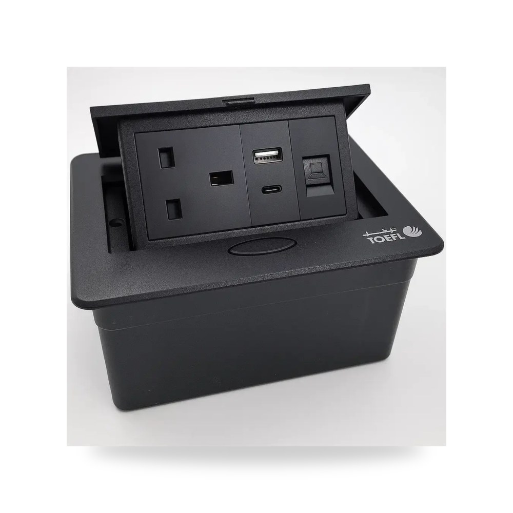 توصيلة اسود ارضي ومكتبي فيش ثلاثي فيش كمبيوتر موديل 8TF - C3BS+USB+CC - BK3