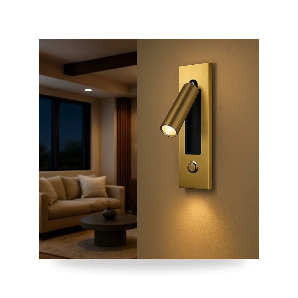إنارة جدارية مودرن 3 اضاءات ذهبي أصفر لايت موديل 8WA - C5764 - GD+WW3