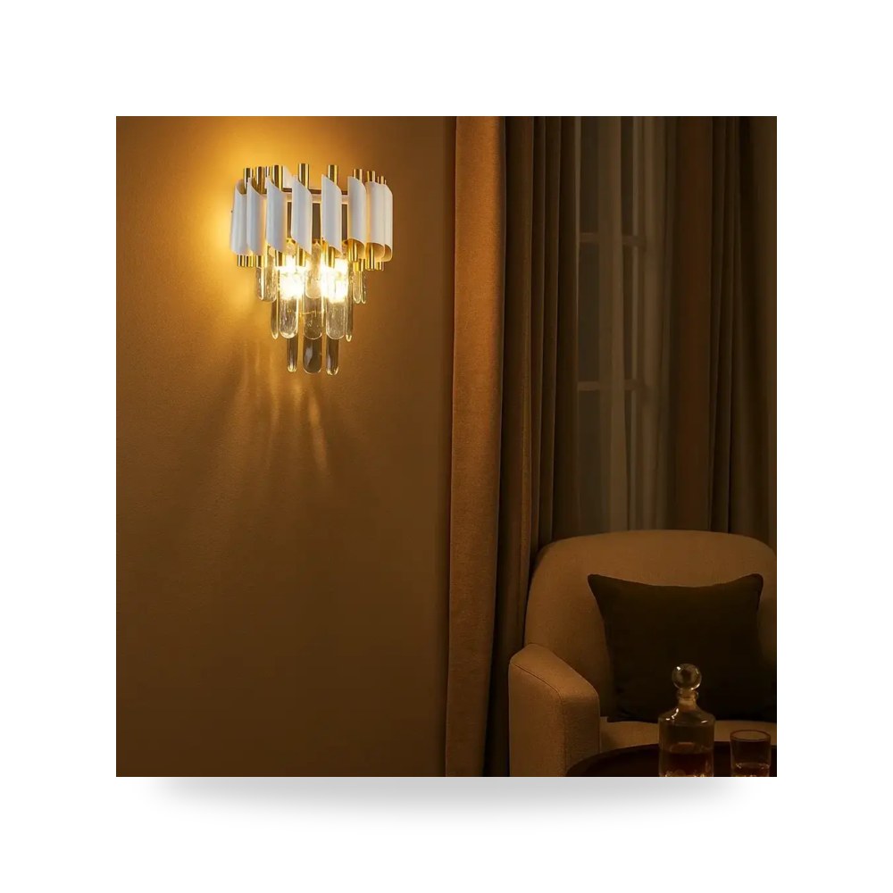 إنارة جدارية كلاسيك ذهبي مقاس 310 مم لايت موديل 8WA - S6442 - 2WH+GD3
