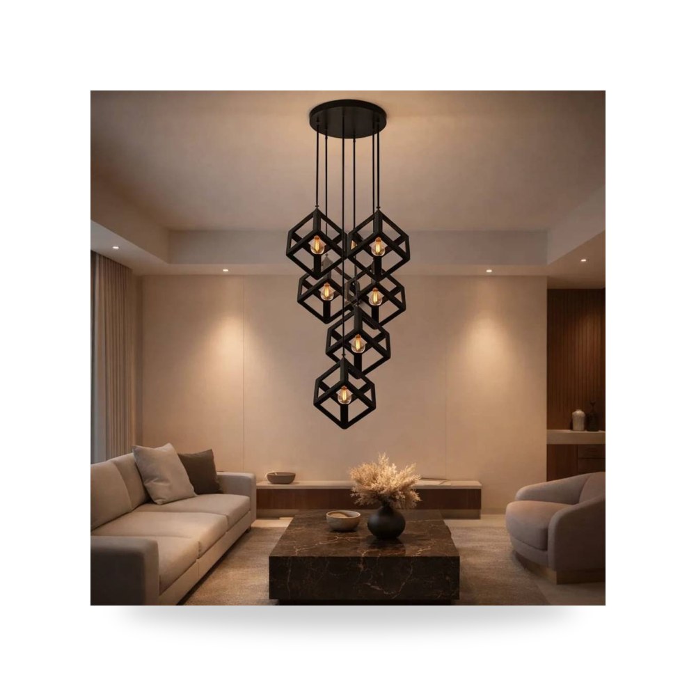 ثريا مودرن 6 مكعبات 6 لمبة E27 اسود او ابيض موديل 8HA - S8641 - 6BK3