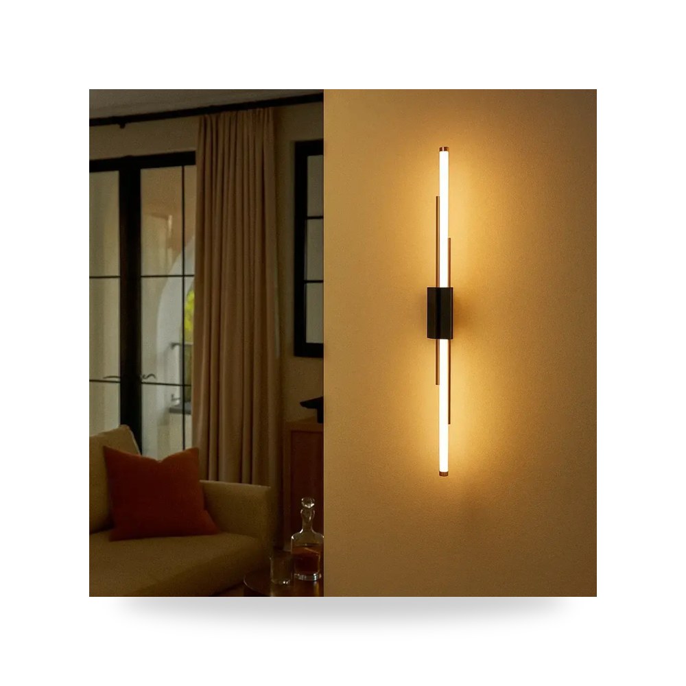 انارة جداري خطية لينير اسود أضاءة اصفر 100 سم موديل 8WA - D6368 - 1000BK+WW3