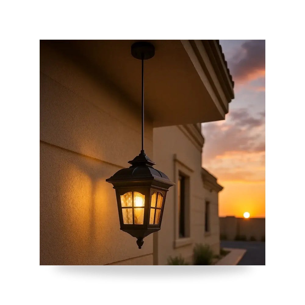 فانوس علاقي خارجي اسود لمبة E27 موديل 86126L - P - BK3