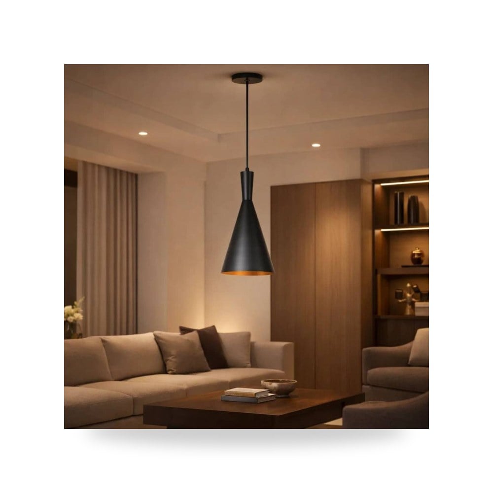 انارة معلقة اسود 1 لمبة E27 أسود موديل 8HA - E6811 - 185BK+GD3