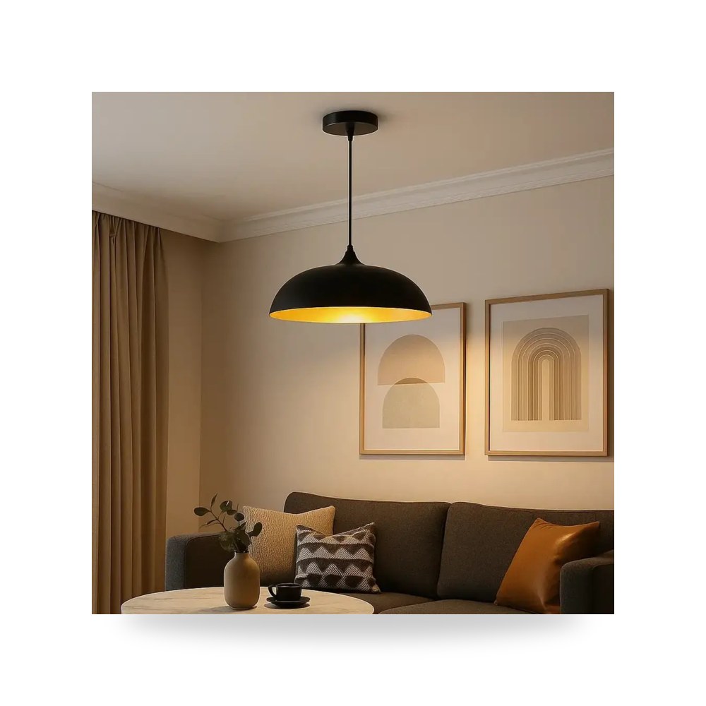 انارة معلقة كلاسيك اسود مع ذهبي 35 سم لايت موديل 8HA - D6100 - 350BK+GD3