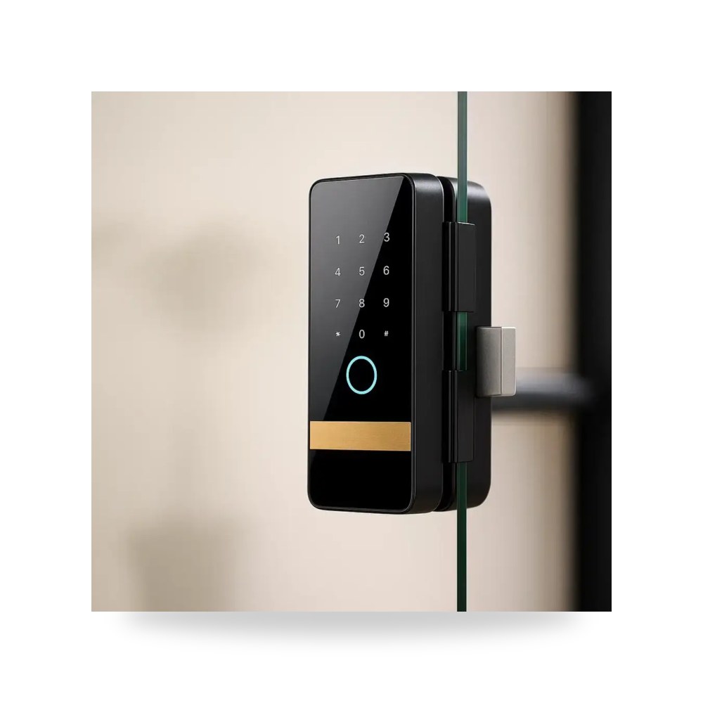 قفل باب ذكي إلكتروني عالي الأمان موديل 82010504 مع بصمة الإصبع ثلاثية الأبعاد + مفاتيح
