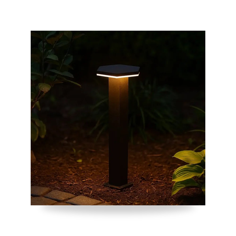 انارة عمود حديقة اسود 60 سم أصفر موديل 89593 - 5W - 60CM - BK+WW3