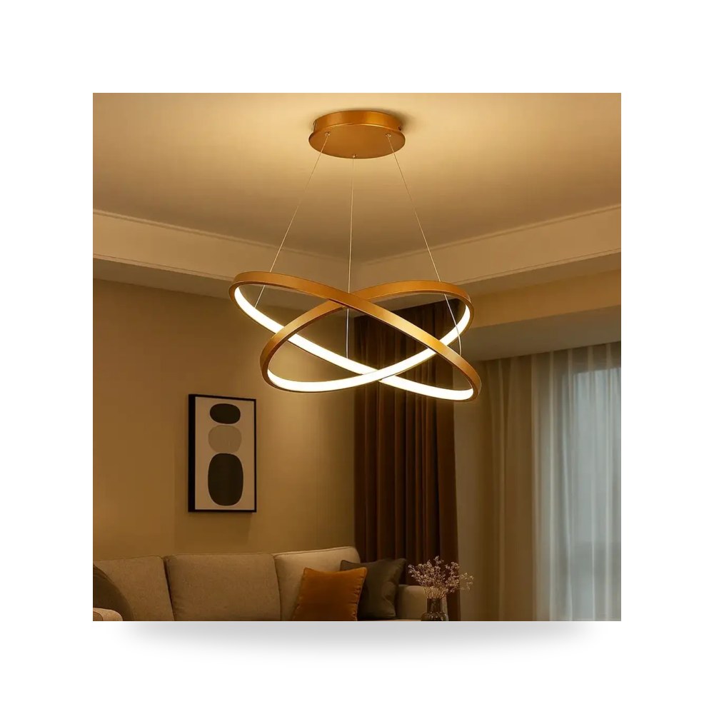 ثريا مودرن حلقات 40 60 سم أضاءة اصفر اسود او موديل 8HA - C5680 - 40*60GD+WW3