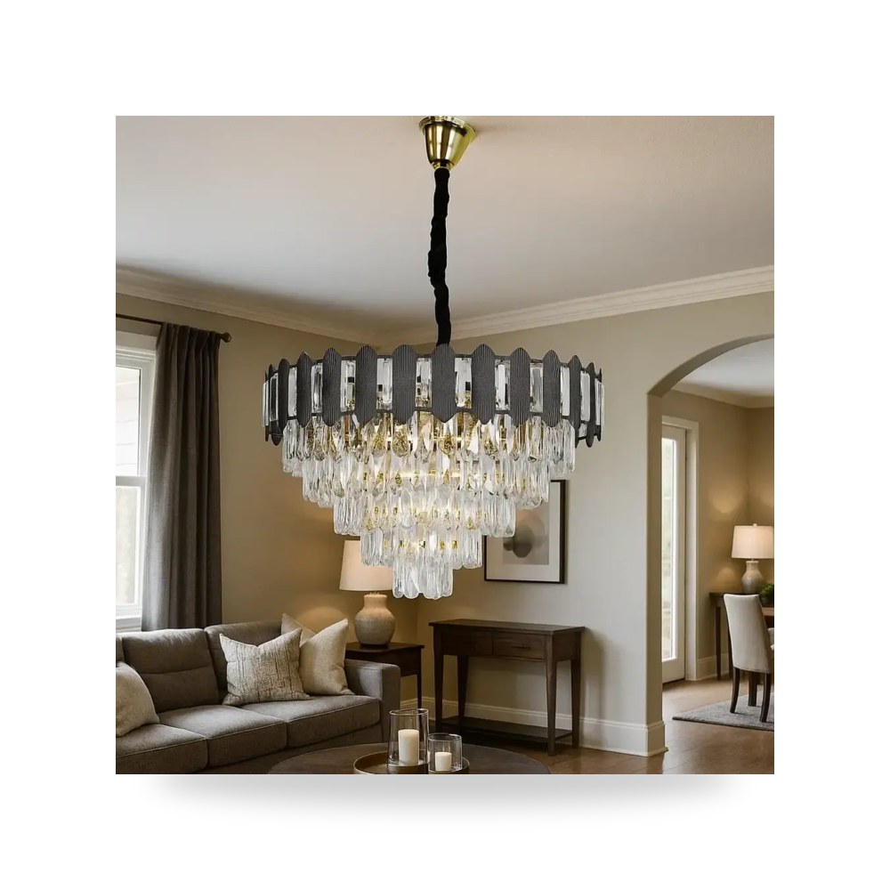 ثريا كلاسيك ذهبي في اسود قطر 60 سم موديل 8HA - D6267 - 600BK+GD3