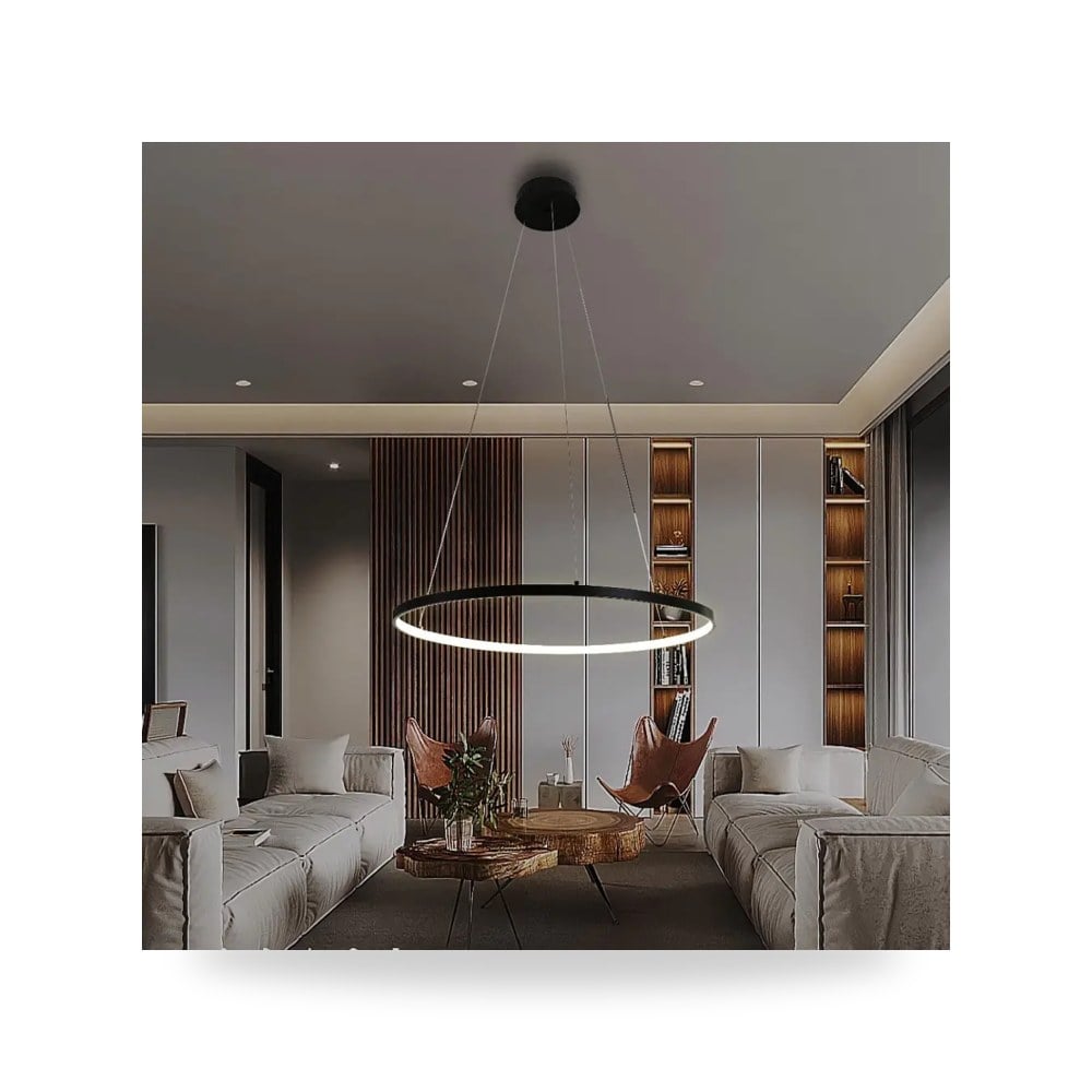 ثريا مودرن 60 سم أضاءة اصفر LED اسود او ذهبي موديل 8HA - C5680 - 600BK+WW3