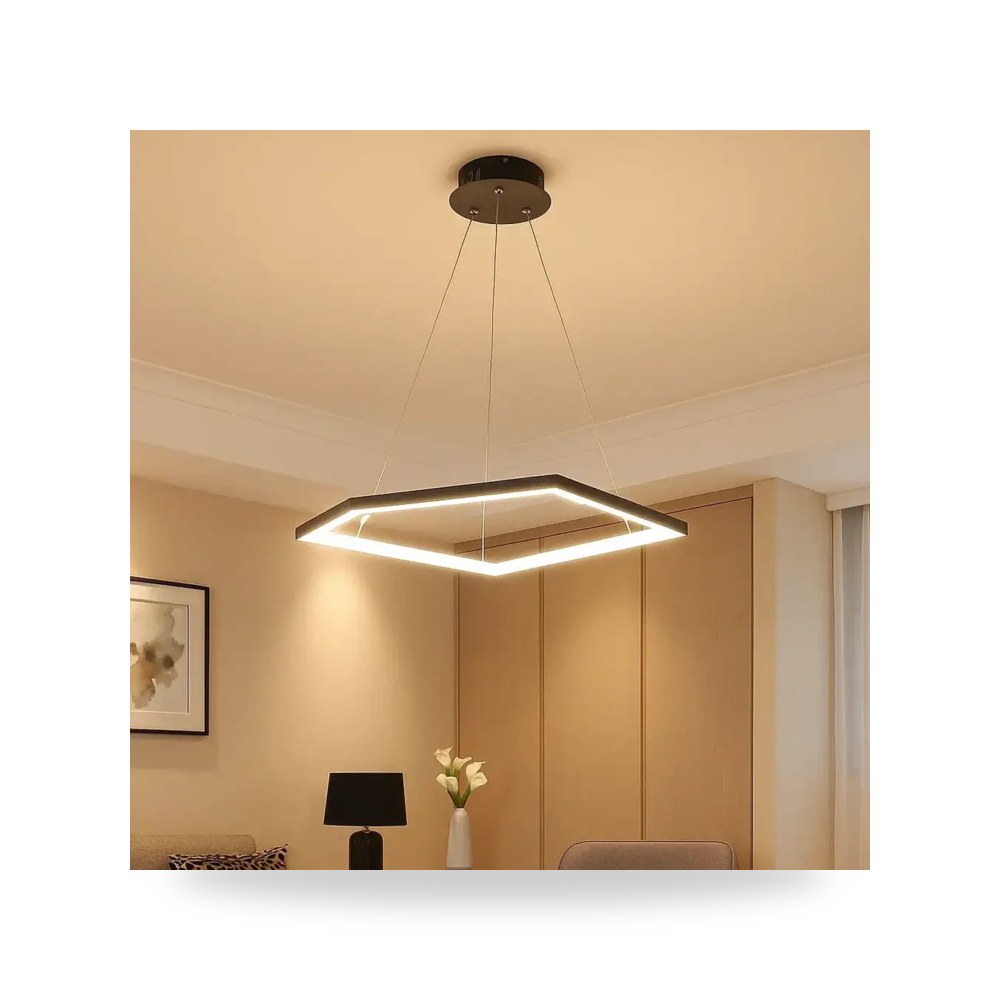 ثريا مودرن 60 سم أضاءة اصفر أسود او ذهبي لايت موديل 8HA - C5576 - 60BK+WW3