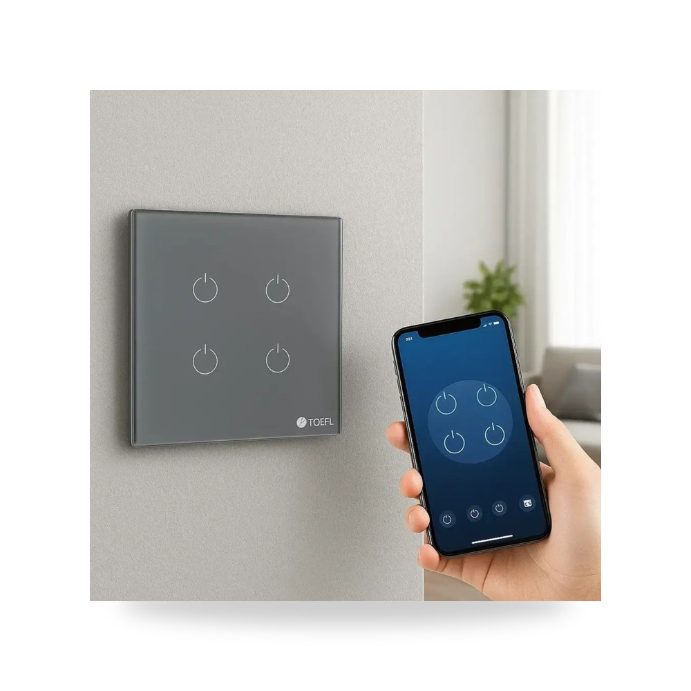 مفتاح ذكي رباعي جرافيت WiFi يعمل باللمس تحكم موديل 8TF41 - SMART - RS3
