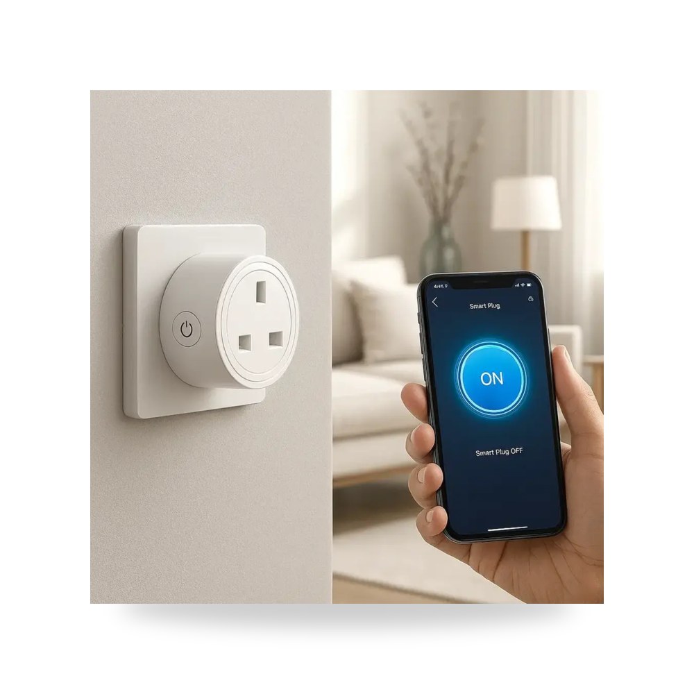 فيش ذكي ثلاثي ابيض متنقل WiFi يعمل باللمس موديل 8TF - plug smart - WH3