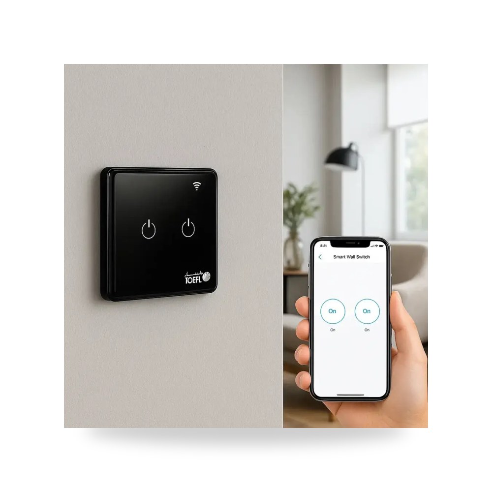 مفتاح ذكي ثنائي Wifi يعمل باللمس تحكم بالجوال موديل 8TF21 - SMART - BK3